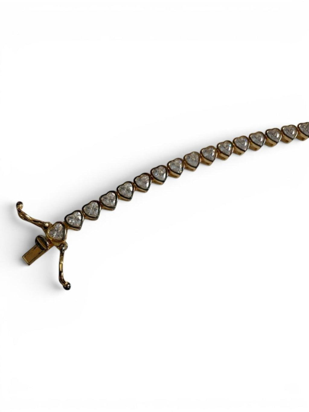 Melanie Auld Heart Tennis Bracelet Gold Tone 925 CZ Dainty Gift - view 8