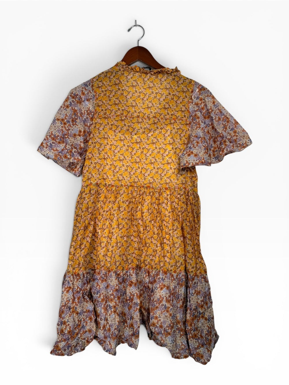 Maje Rissolette Floral Cotton Voile Babydoll Dress Orange FR 38 US 6 Women Small - view 15