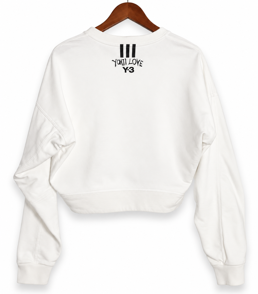 Y-3 Yohji Yamamoto Cream Cropped Sweatshirt Small