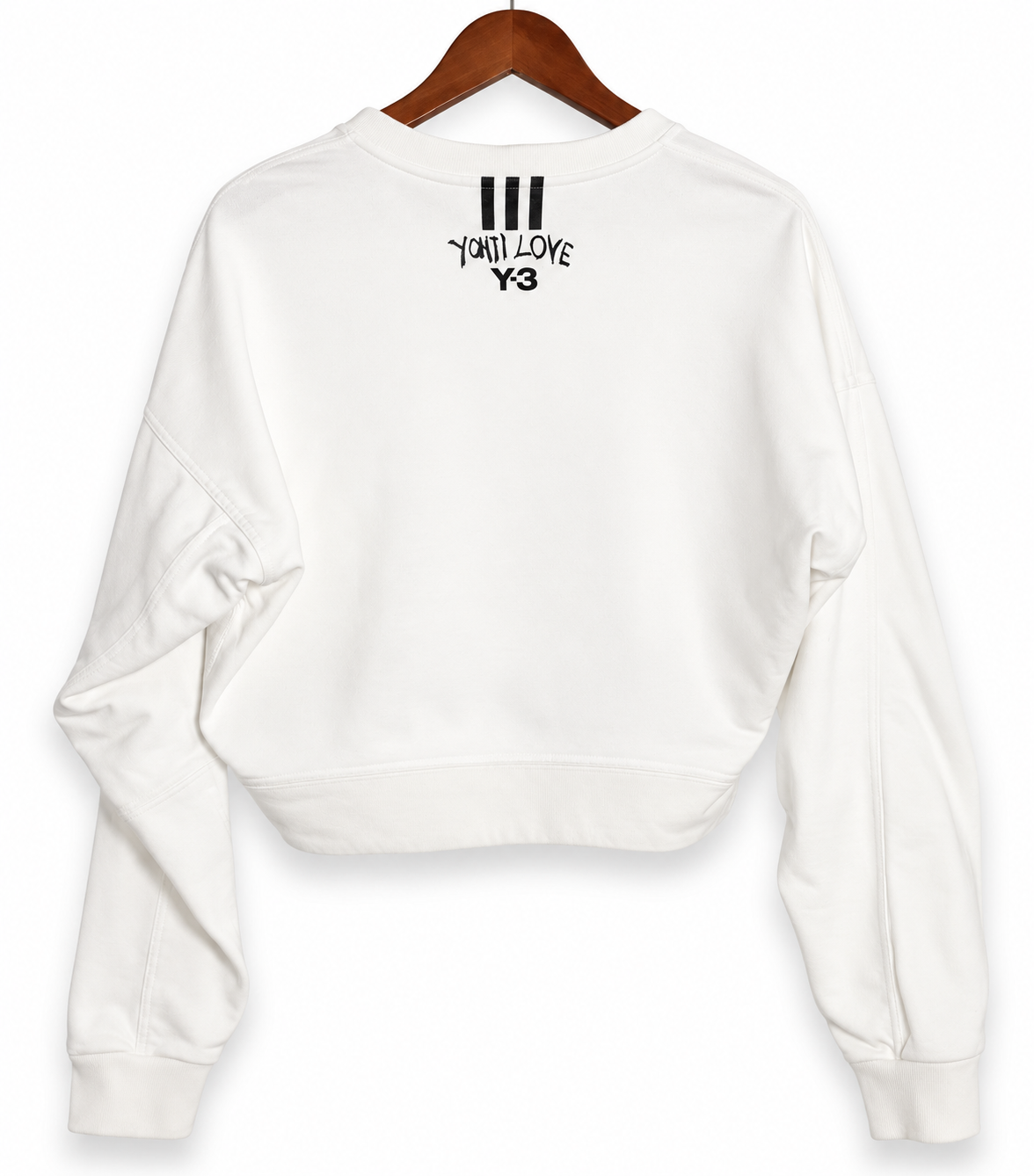 Y-3 Yohji Yamamoto Cream Cropped Sweatshirt Small