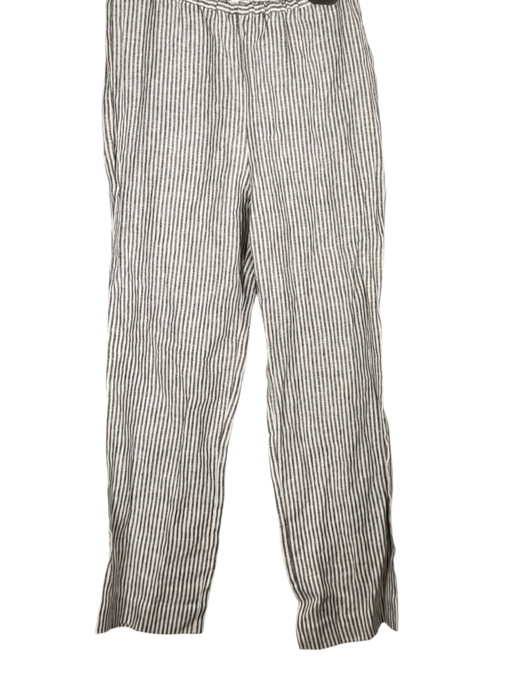 Reformation Remi Cropped Linen Pants Women's Size Small Black White Stripe - view 9
