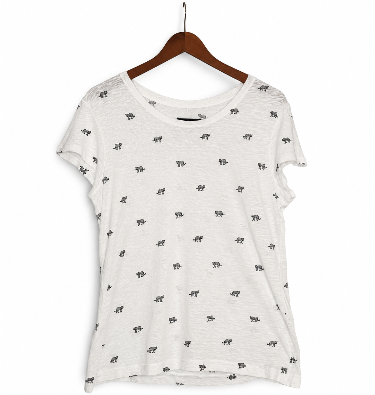 rag & bone/JEAN Leopard Print Cotton Tee Women’s Large White