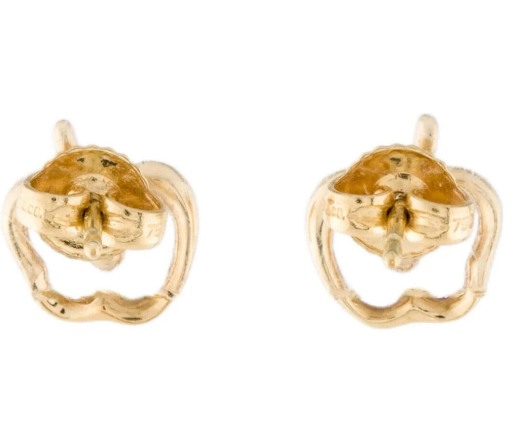 Tiffany & Co. Unisex 18K Yellow Gold Apple Earrings Pierced Elsa Peretti Studs - view 5