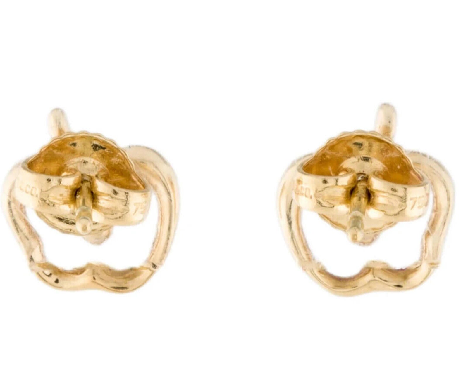 Tiffany & Co. Unisex 18K Yellow Gold Apple Earrings Pierced Elsa Peretti Studs - view 5