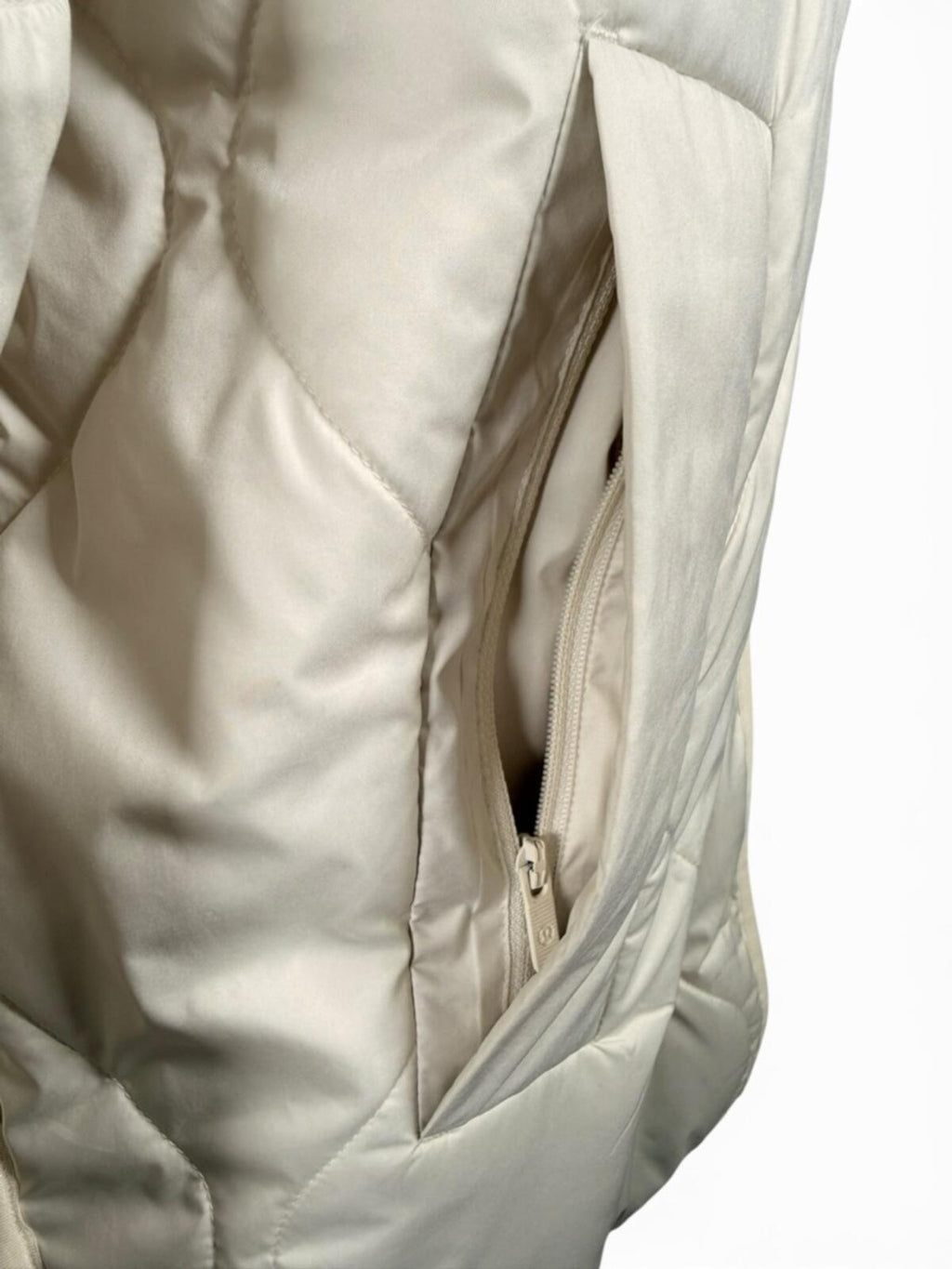 Lululemon Quilted Insulated Jacket Womens Small Beige Snap Front LW4CNBS - view 7