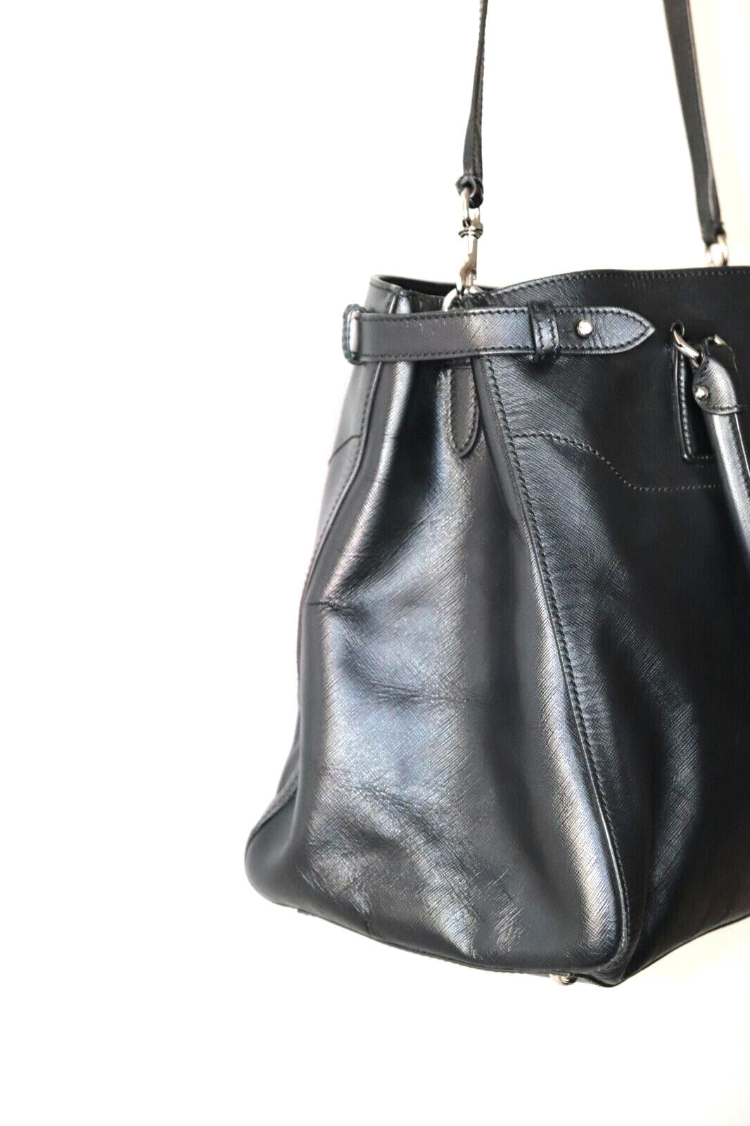 Salvatore Ferragamo Womens Large Black Saffiano Leather Batik Tote Bag Crossbody - view 5
