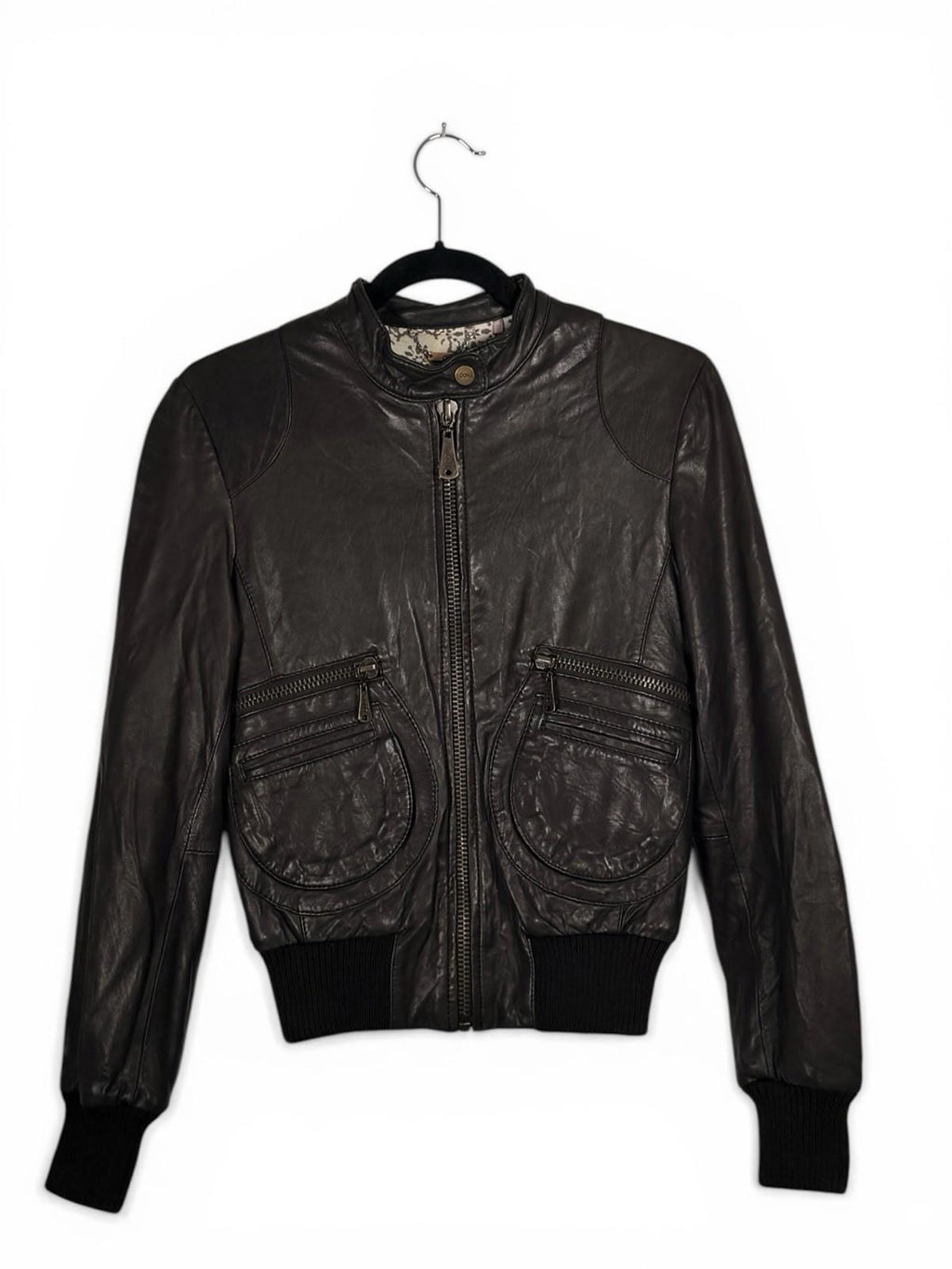 DOMA Aritzia Women’s Small Black Genuine Leather Bomber Jacket Exclusive Rare