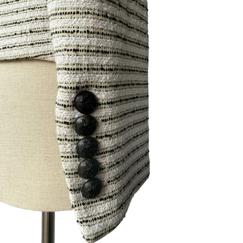 Veronica Beard Hossana Striped Dicky Blazer XS Black White Stripe Tweed Jacket - view 6