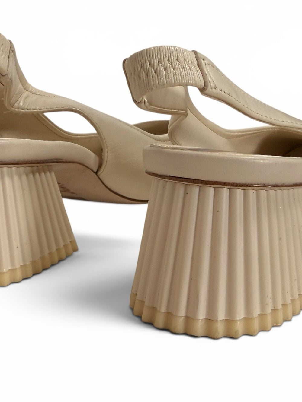 Sam Edelman Leather Slingback Block Heel Pumps Ivory Women 7.5 Square Toe Toren - view 6