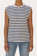InWear Women EmmiIW Tank Top XS White Black Striped Cotton Sleeveless Tee Shirt