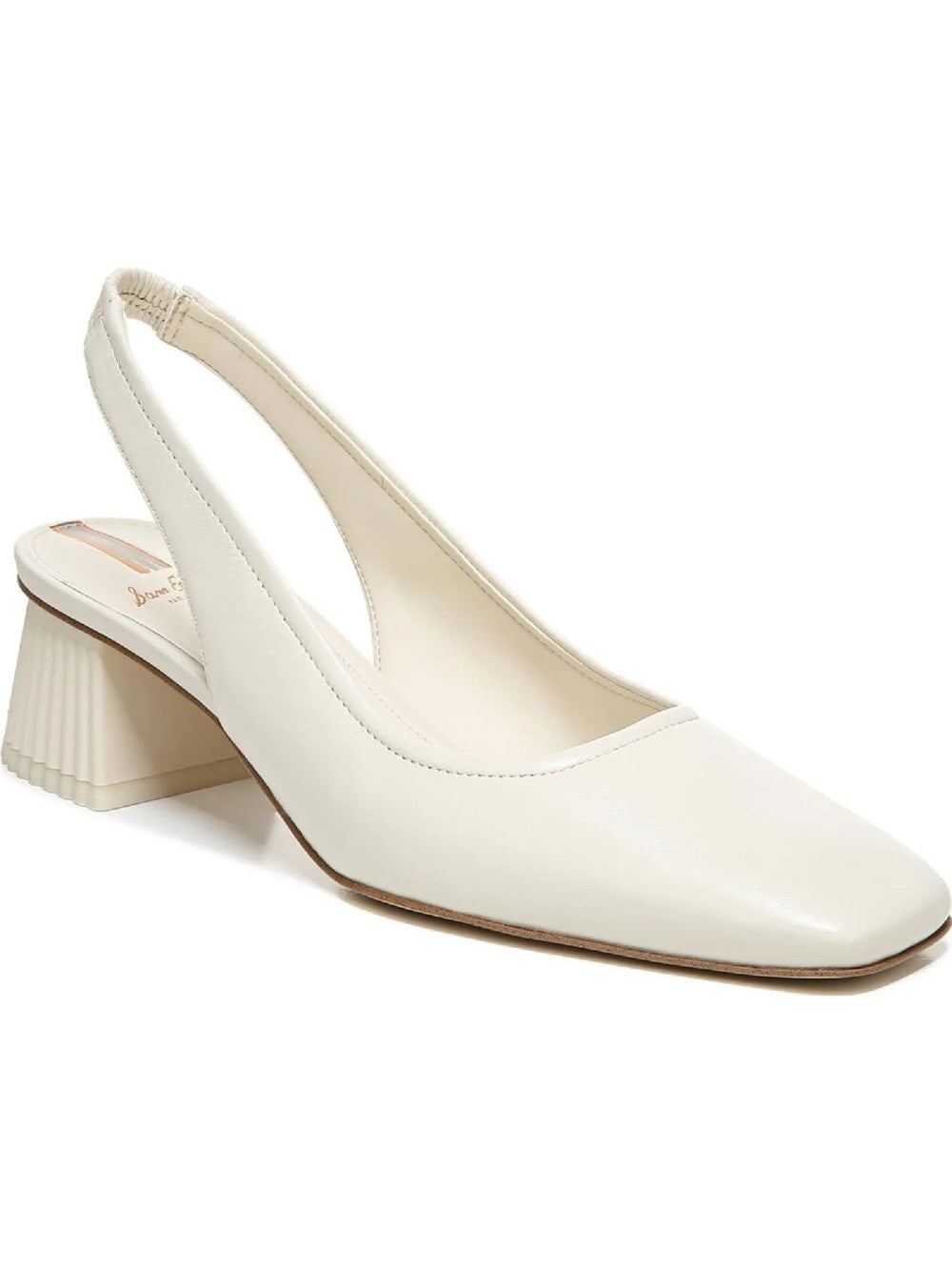 Sam Edelman Leather Slingback Block Heel Pumps Ivory Women 7.5 Square Toe Toren