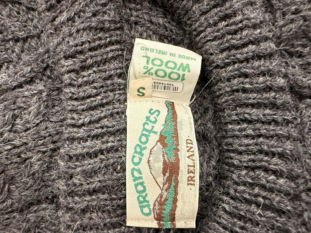 Aran Crafts Ireland Women's Small Charcoal Grey 100% Wool Cable Knit Sweater Top - view 6