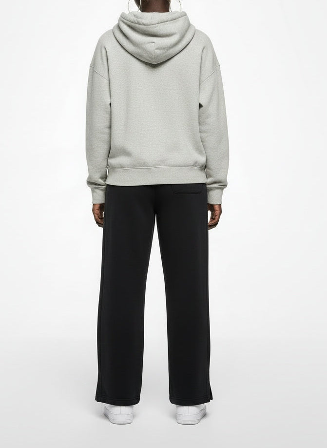 Back pose of the model wearing Nike Black Wide-Leg Fleece Sweatpants Small