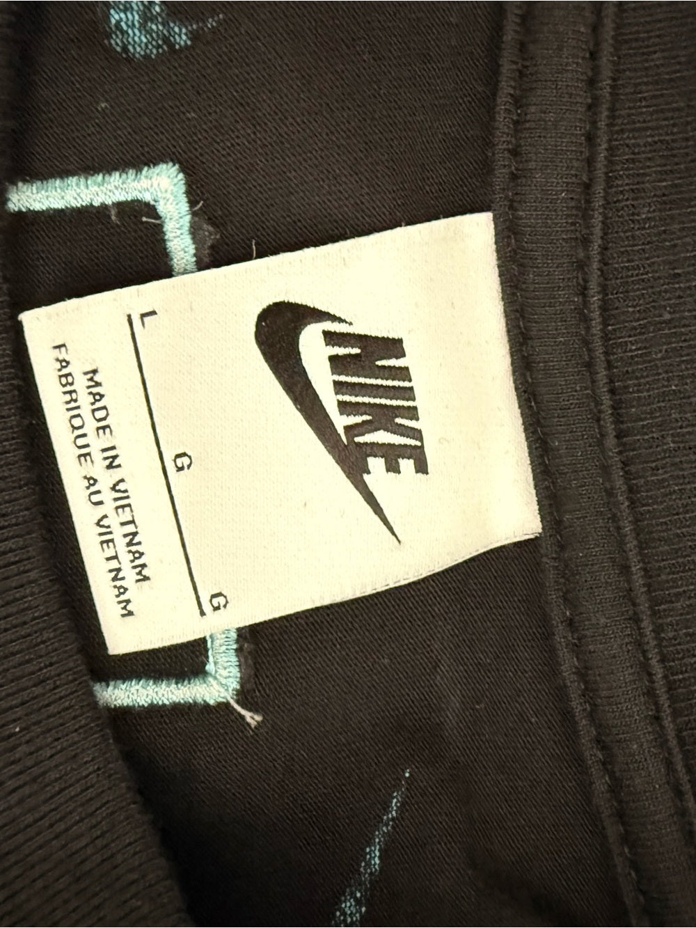 Nike Sportswear Allover Swoosh Print T-Shirt Black Blue Logo Women's Large Top - view 6
