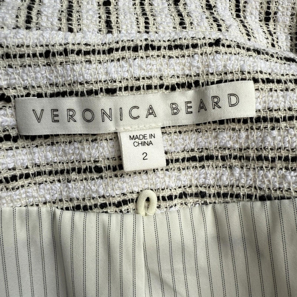Veronica Beard Hossana Striped Dicky Blazer XS Black White Stripe Tweed Jacket - view 12