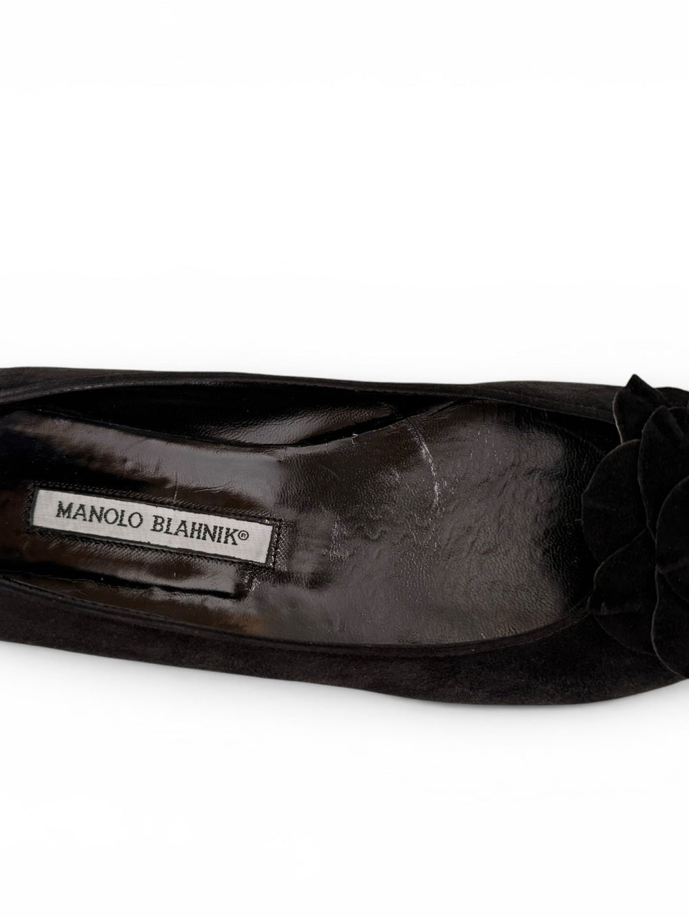 Manolo Blahnik Gisella Black Suede Ballet Flats Rosette EU 39 US 8.5 Slip On - view 7