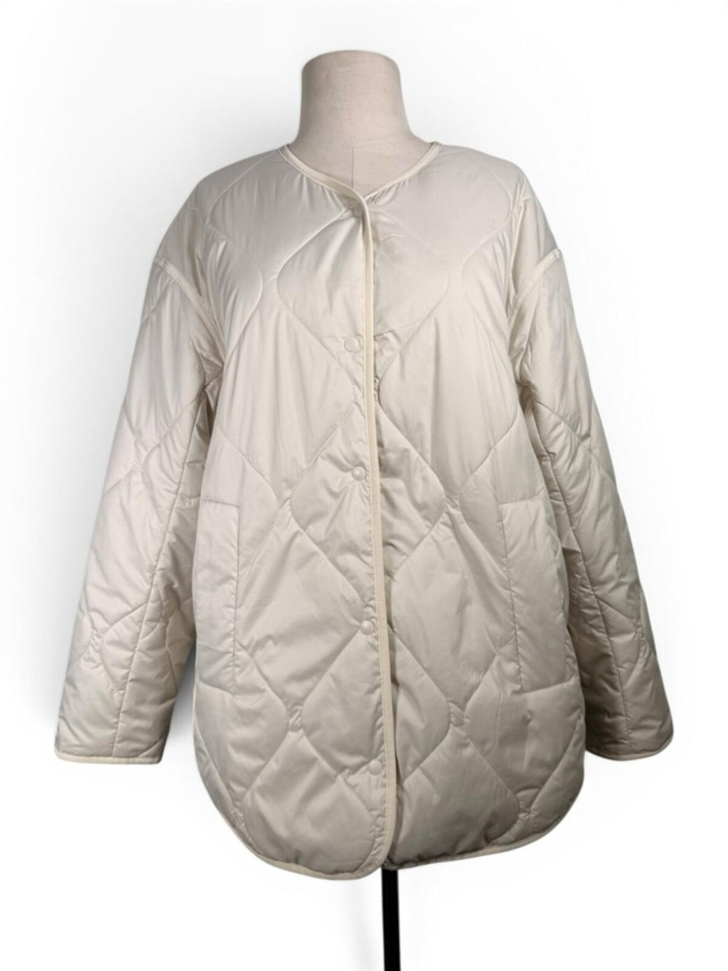 Lululemon Quilted Insulated Jacket Womens Small Beige Snap Front LW4CNBS - view 6