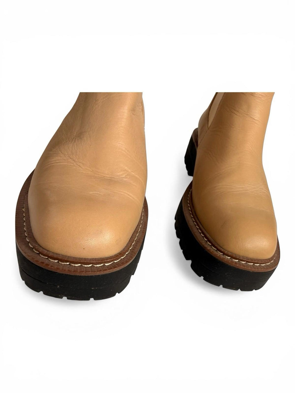 Sam Edelman Laguna Chelsea Boots Women US 7 Beige Sesame Leather Lug Sole Ankle - view 8