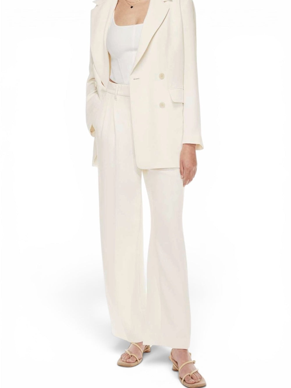 Aritzia Wilfred Cherrelle Blazer Light Birch Ivory Crepette Jacket Medium Coat - view 2