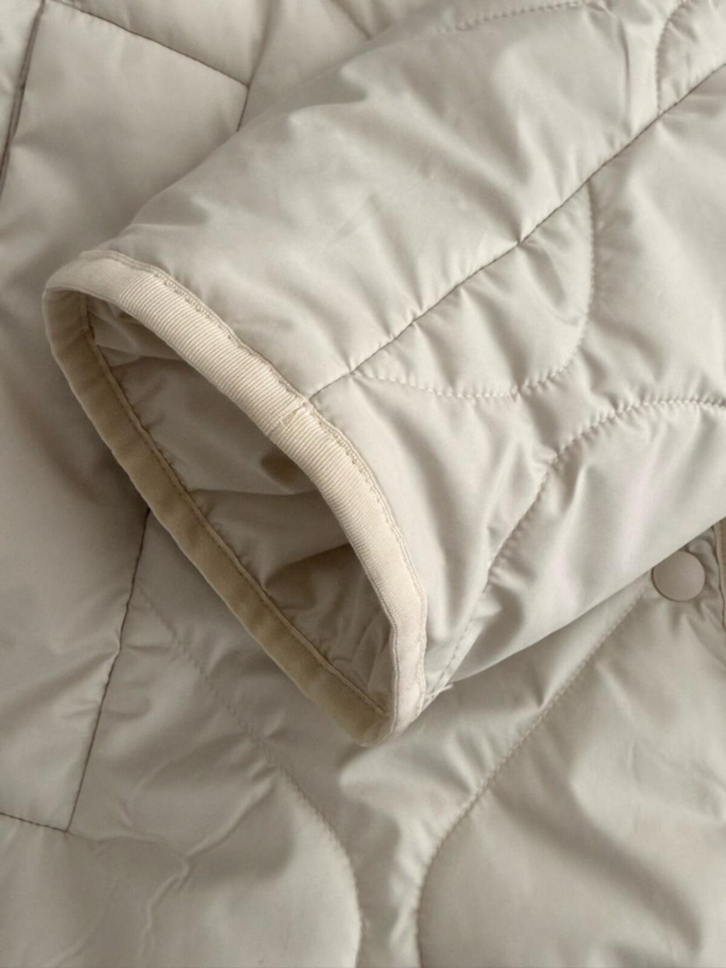 Lululemon Quilted Insulated Jacket Womens Small Beige Snap Front LW4CNBS - view 11