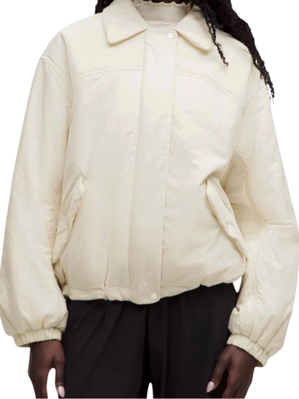 Lululemon Insulated Oversized Collared Jacket Primaloft Beige Womens Small
