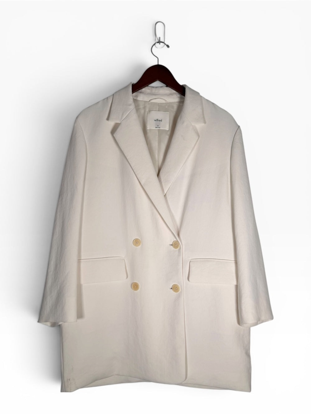 Aritzia Wilfred Cherrelle Blazer Light Birch Ivory Crepette Jacket Medium Coat - view 8
