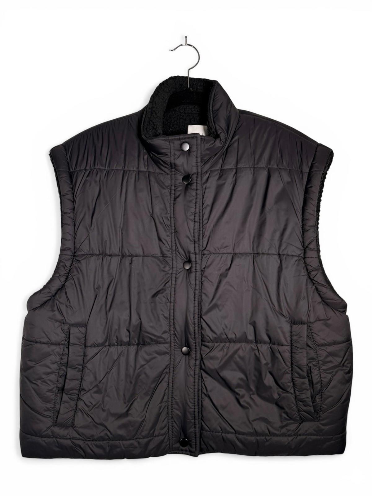 Velvet Graham Spencer Reversible Sherpa Vest Black Puffer Womens Small Cozy Zip - view 6