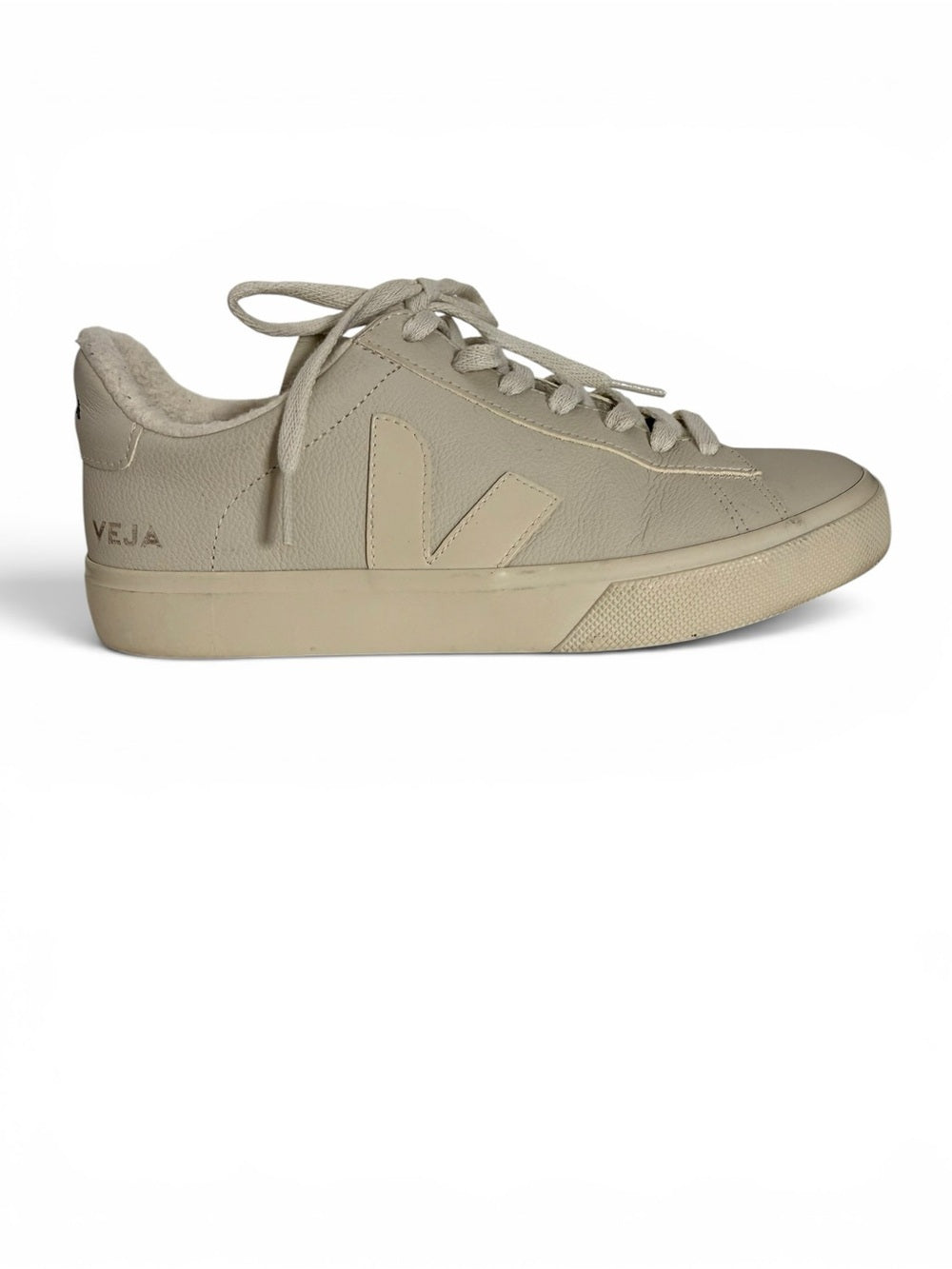 Veja Campo Shearling Leather Sneakers Women's US 8 EU 39 Cream Low Top Shoes