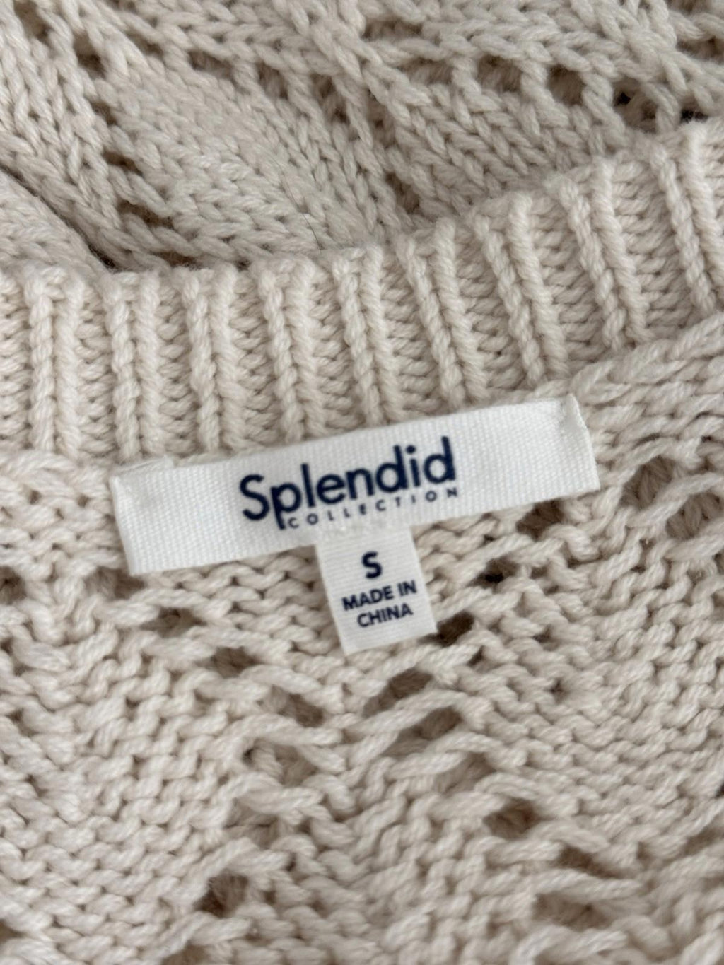 Splendid Dallas Open Knit Cardigan Cream Cotton Button Womens Small Sweater Top - view 5