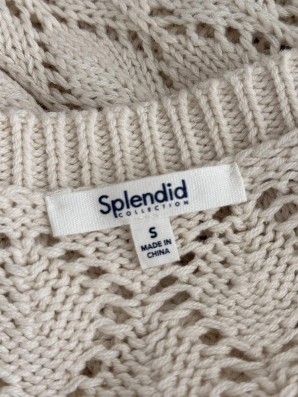 Splendid Dallas Open Knit Cardigan Cream Cotton Button Womens Small Sweater Top - view 5