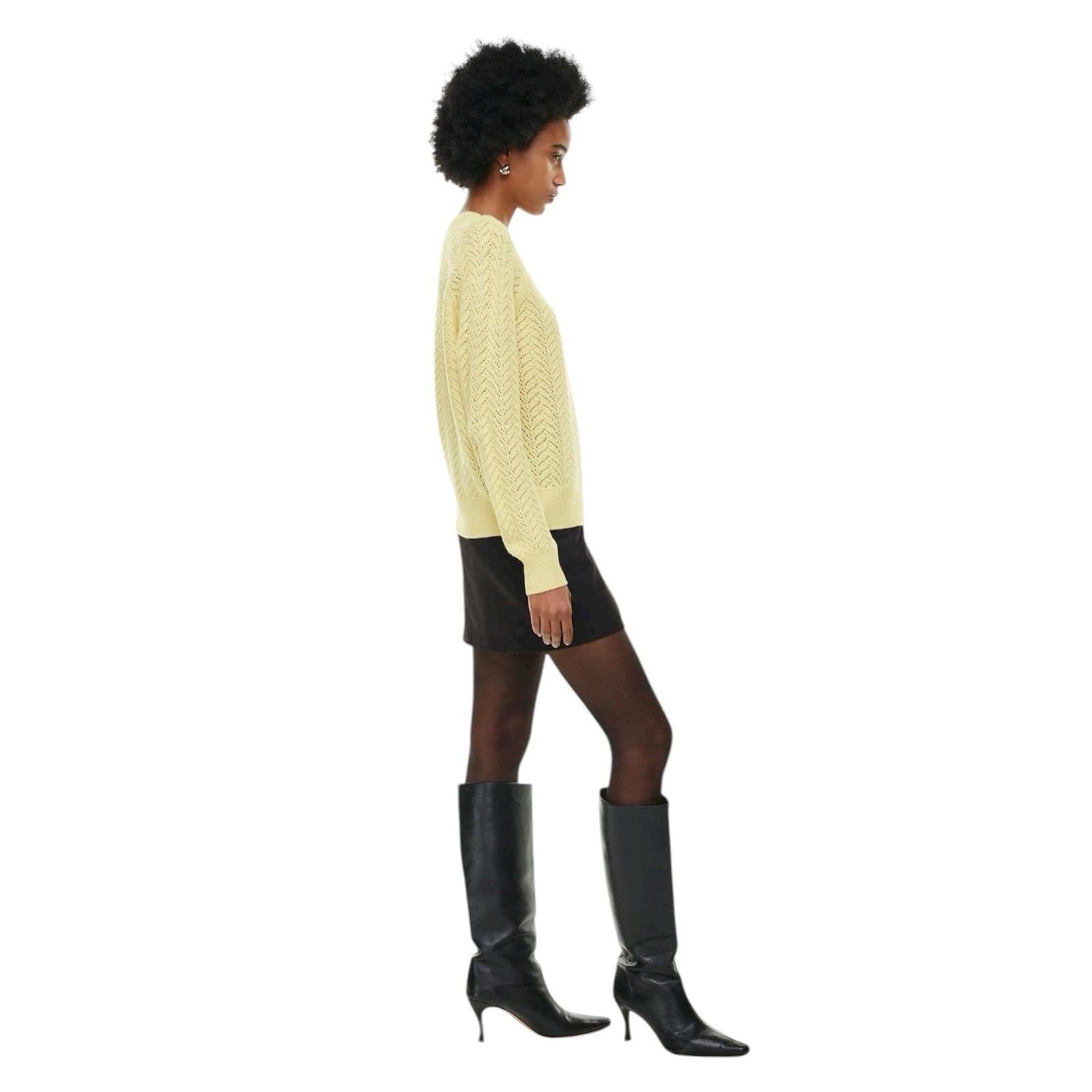Wilfred Arbor Sweater XS Yellow Merino Wool Cable Knit Crewneck Women’s Aritzia - view 7