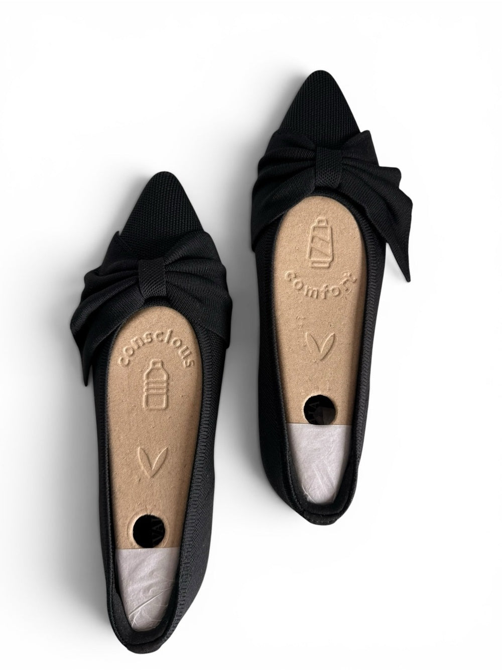VIVAIA Black Pointed Toe Bow Azura Flats Women's US 8.5 Washable Knit Slip On - view 4