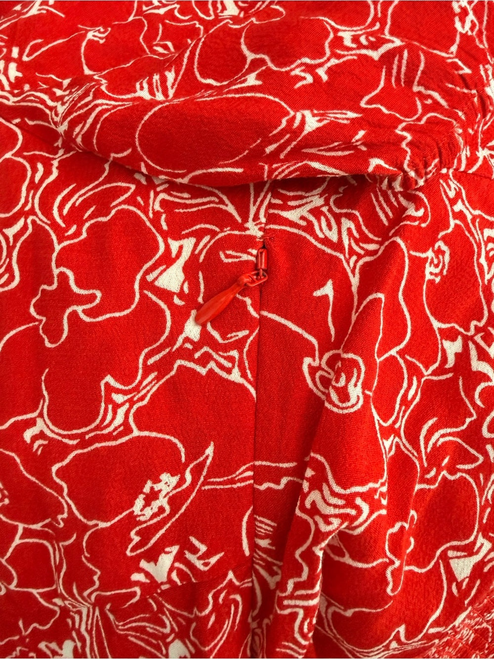 & Other Stories Red Floral Ruched Midi Dress Women EU 38 US 8 Viscose Side Slit - view 10
