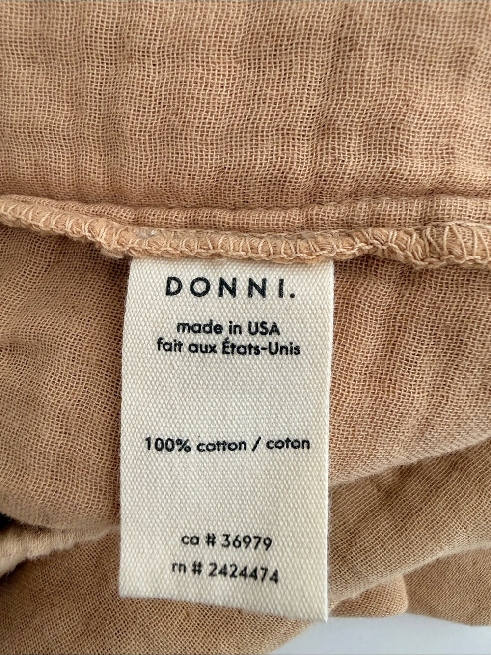 DONNI 100% Cotton Gauze Cargo Shorts Beige Tan Drawstring XS USA - view 5