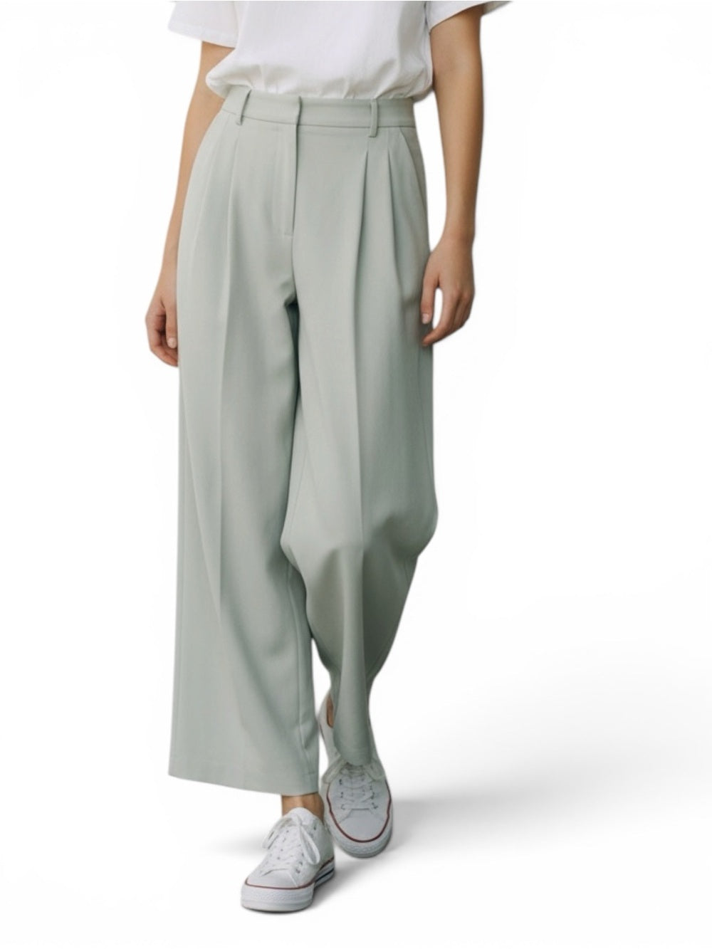 Aritzia Wilfred Effortless Pants Silver Sage Green Size 4 NWT Wide Leg Trousers