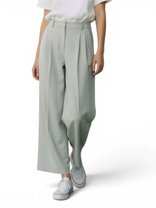Aritzia Wilfred Effortless Pants Silver Sage Green Size 4 NWT Wide Leg Trousers