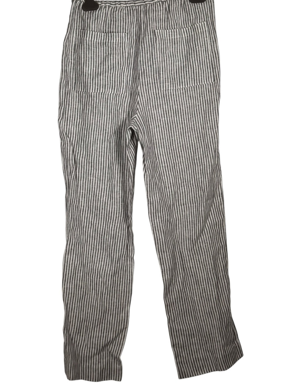 Reformation Remi Cropped Linen Pants Women's Size Small Black White Stripe - view 10