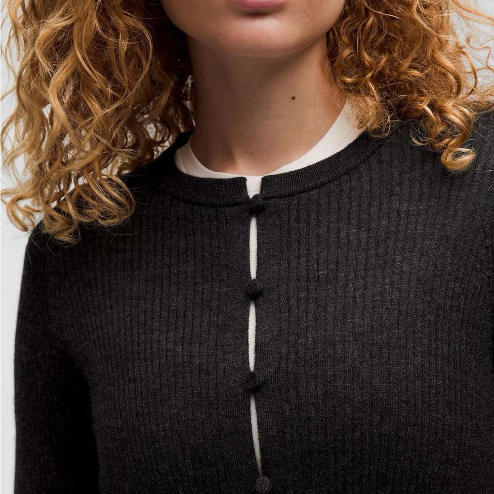 Lululemon Cashmere Cardigan Heathered Core Black Button Rib Knit Sweater Small - view 3