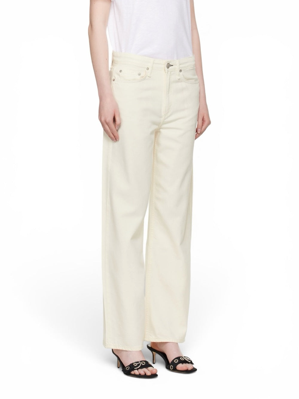 Rag & Bone Logan Wide Leg Jeans Ecru Off White Mid Rise Women's 28 Organic Denim - view 3