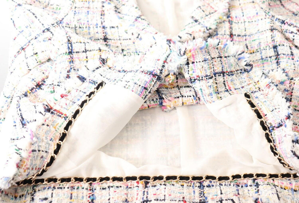 Edward Achour Paris Womens Size 44 Multicolor Tweed Blazer Crystal Button Jacket - view 6