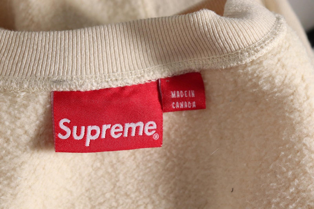 Supreme Men Box Logo Crewneck Sweatshirt Cream Medium Canada FW18 Pullover Shirt - view 7