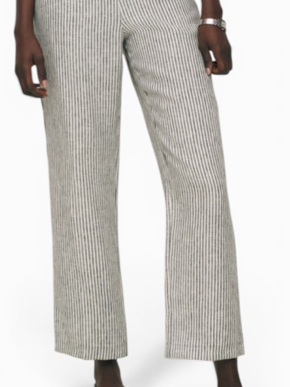 Reformation Remi Cropped Linen Pants Women's Size Small Black White Stripe - view 3
