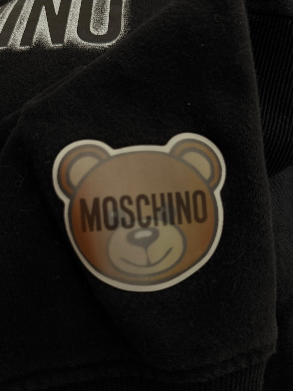 Moschino Logo Sweatshirt Teddybear Patch Zip Pocket Black Women's XS Small Shirt - view 6