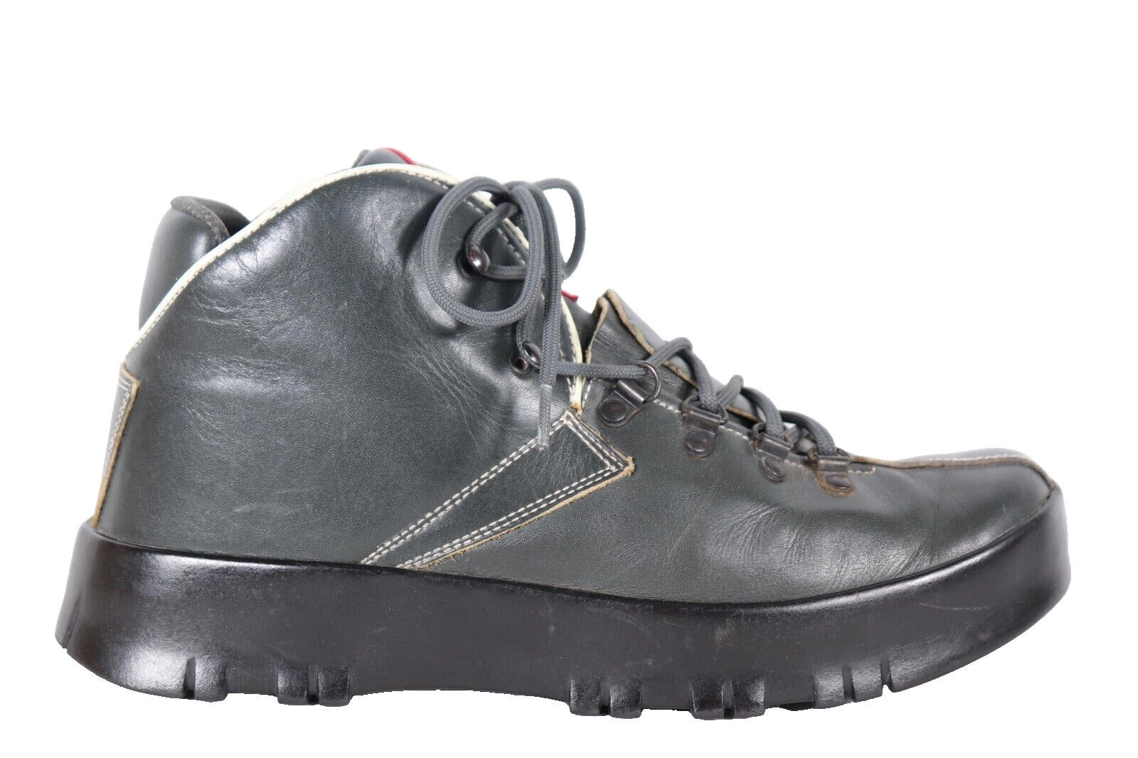 Prada Women’s Size IT 40 Green Leather Hiking Combat Boots Linea Rossa Vintage - view 3