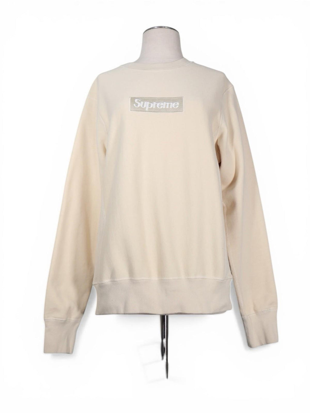Supreme Men Box Logo Crewneck Sweatshirt Cream Medium Canada FW18 Pullover Shirt - view 4