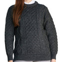 Aran Crafts Ireland Women's Small Charcoal Grey 100% Wool Cable Knit Sweater Top