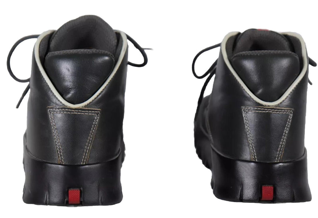 Prada Women’s Size IT 40 Green Leather Hiking Combat Boots Linea Rossa Vintage - view 9