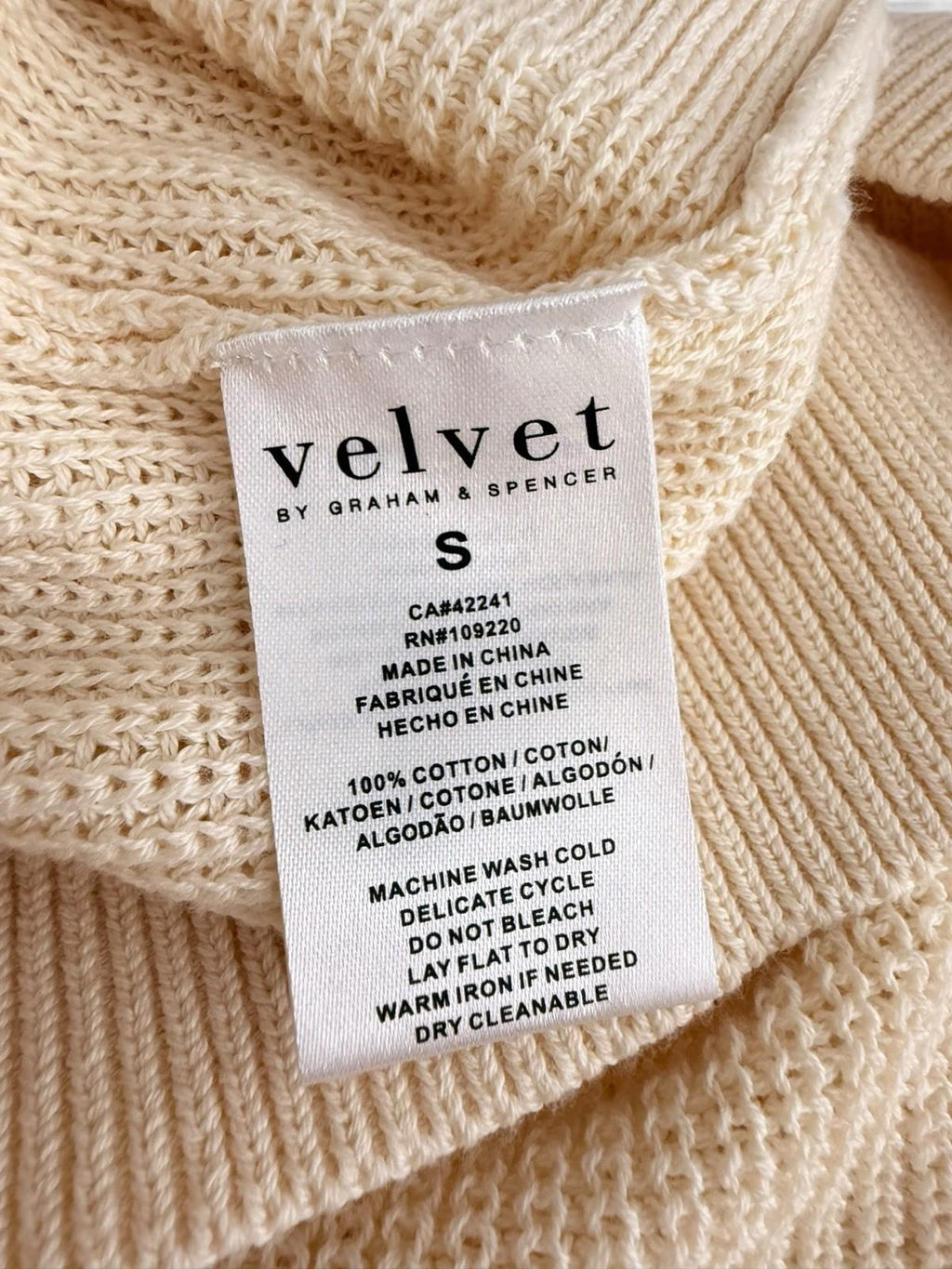 Velvet by Graham Spencer Women's Small Hydie Cream Cotton Button Back Sweater - view 6