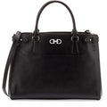 Salvatore Ferragamo Womens Large Black Saffiano Leather Batik Tote Bag Crossbody