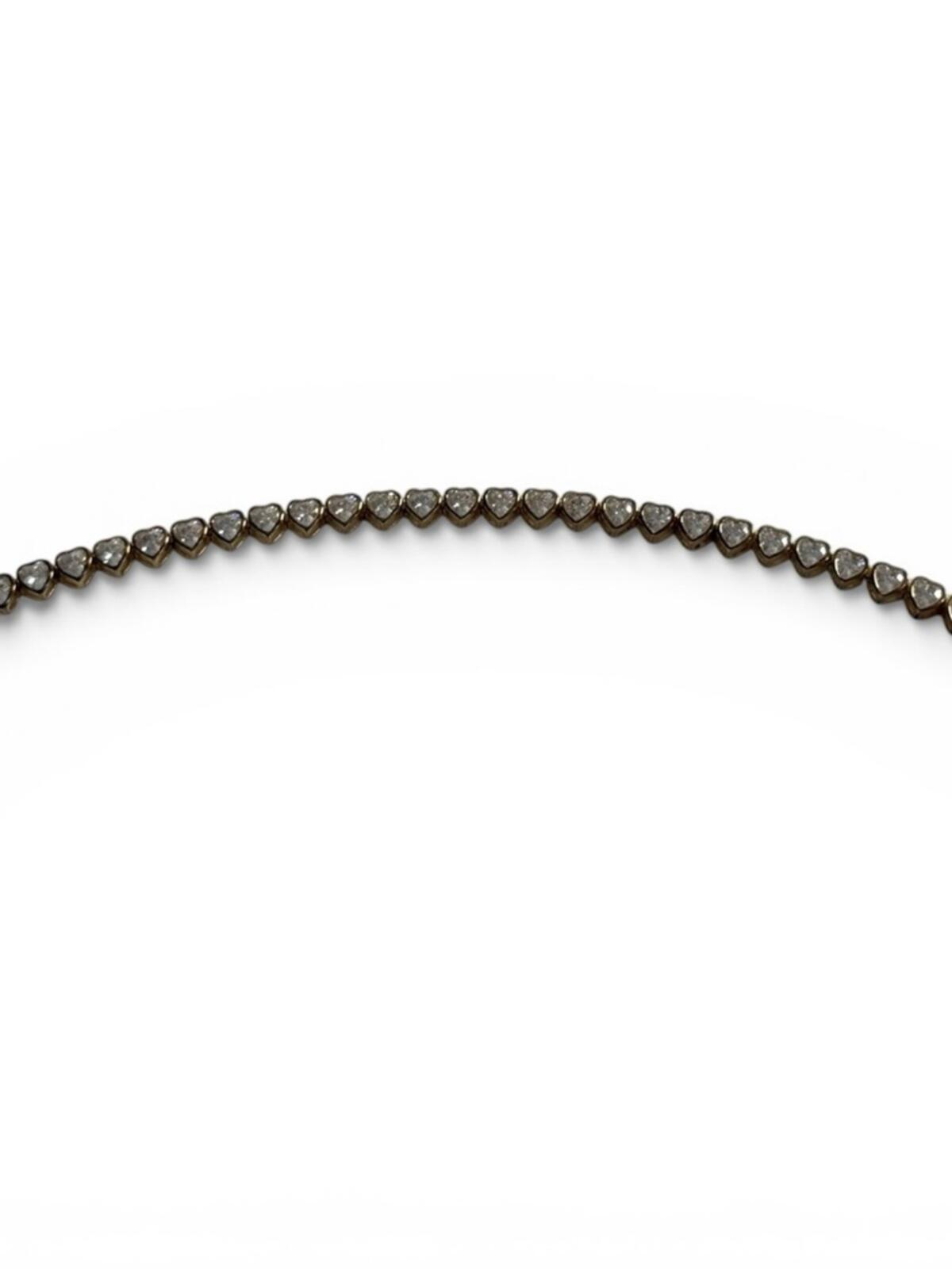 Melanie Auld Heart Tennis Bracelet Gold Tone 925 CZ Dainty Gift - view 7